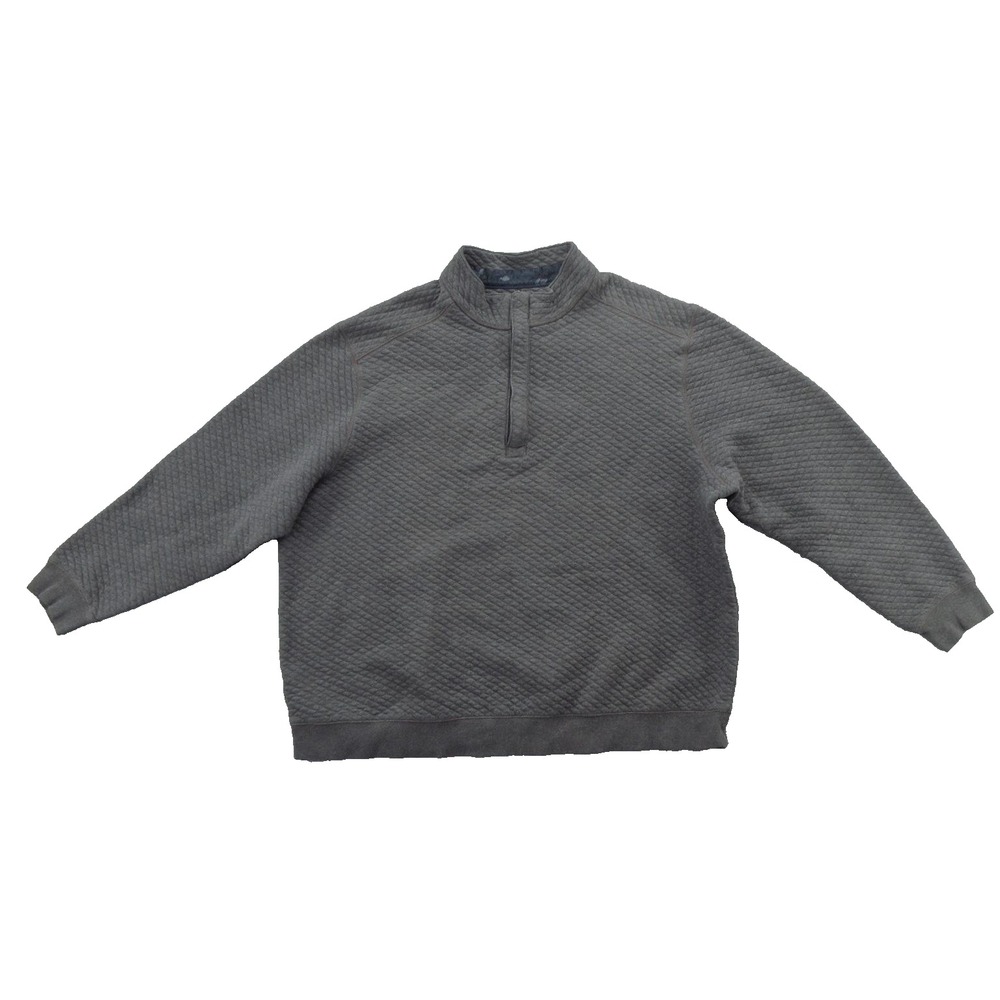 Tommy Bahama Sweater Mens 2XB Gray Quilted Mock Neck Half Placket Pullover
